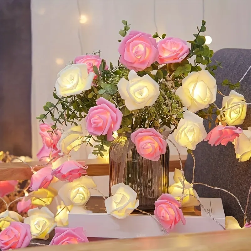 10 LED Rose Fairy Lights for Mothers Day  Weddings