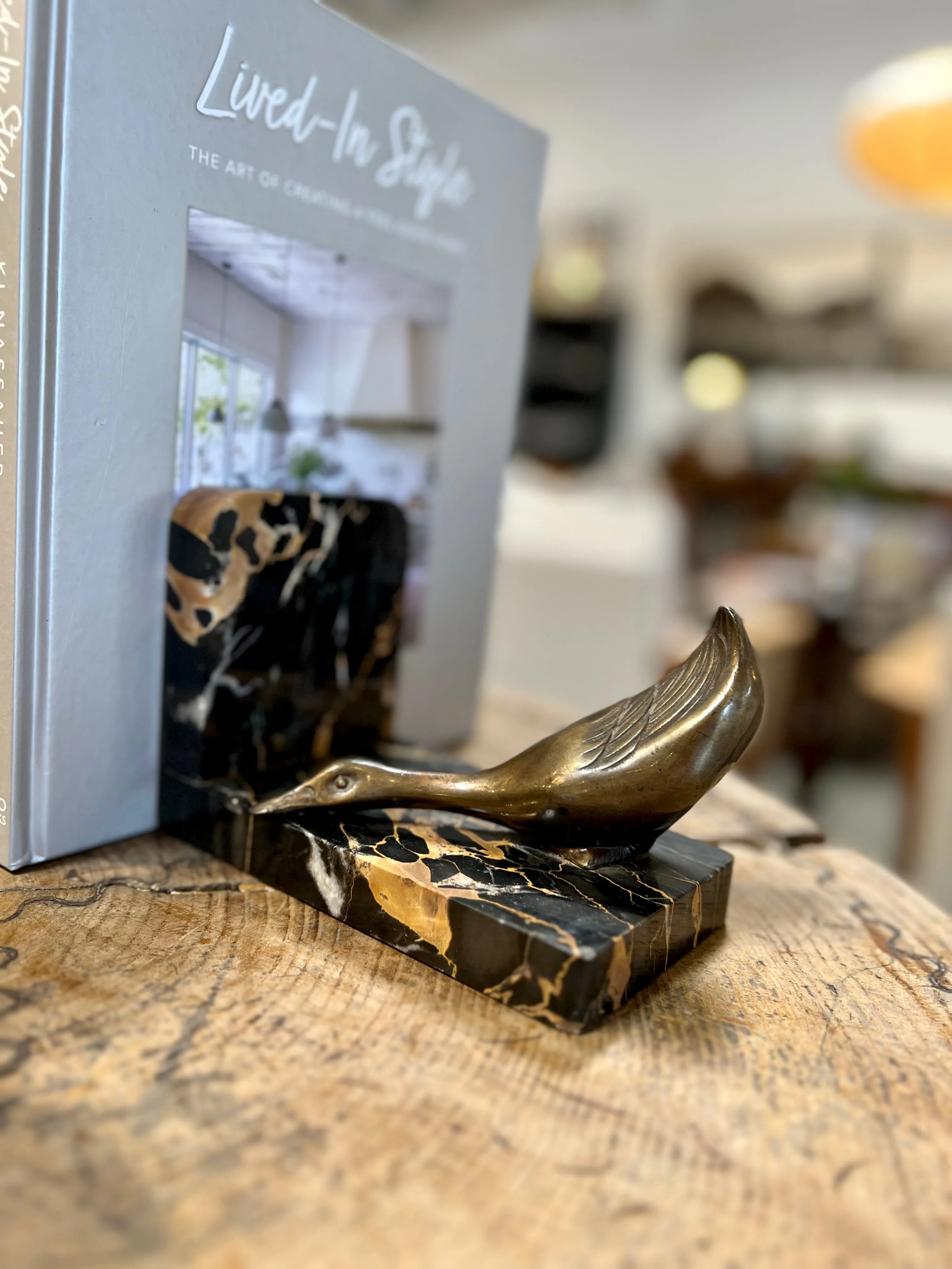 1920's Art Deco French Marble Duck Bookends