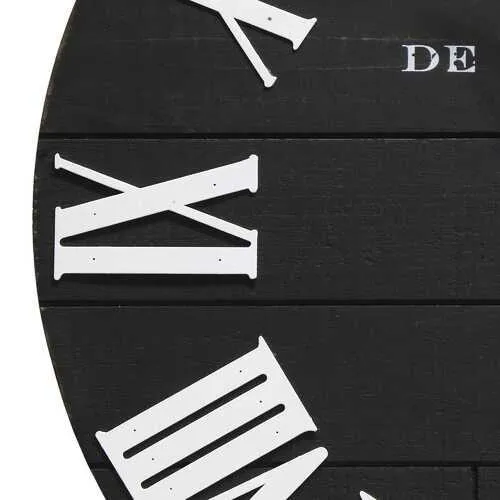 24" Vincent Black and White Wood   Wall Clock