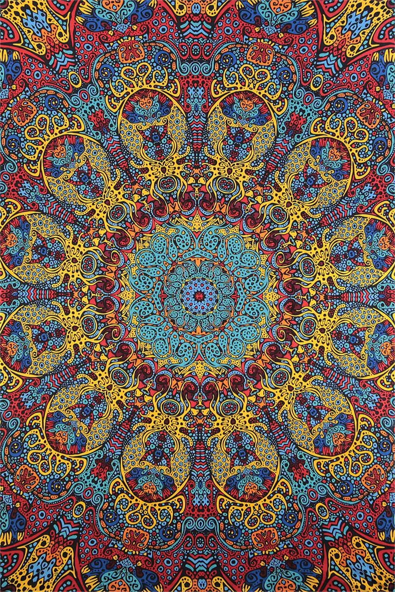 3D Psychedelic Sunburst Tapestry