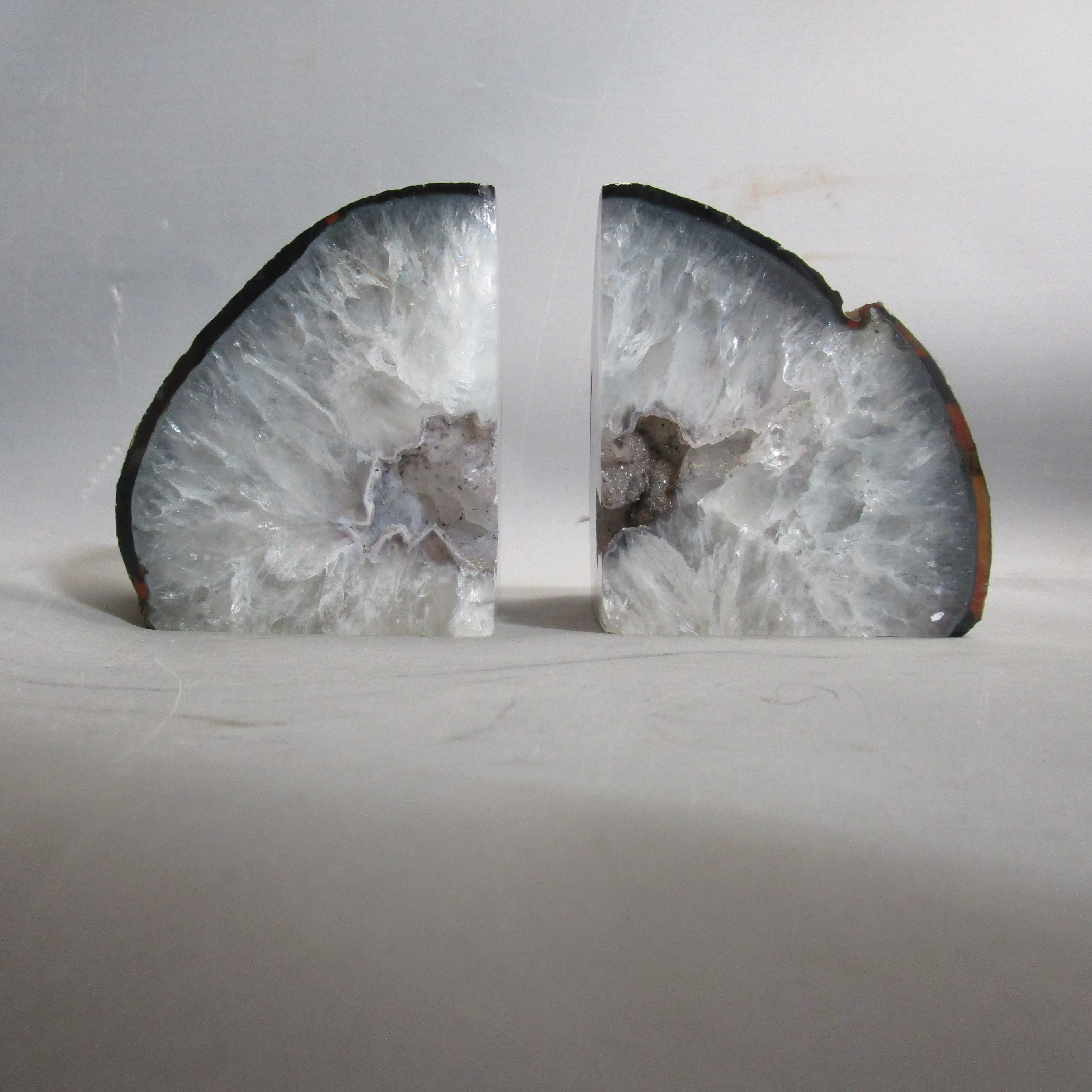 Agate Cut And Polished Geode Bookend's Vintage C1970s