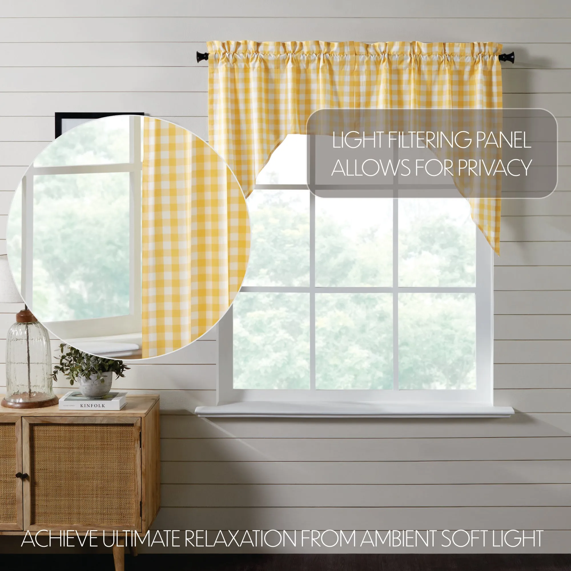 Annie Buffalo Yellow Check Swag Set of 2 36x36x16