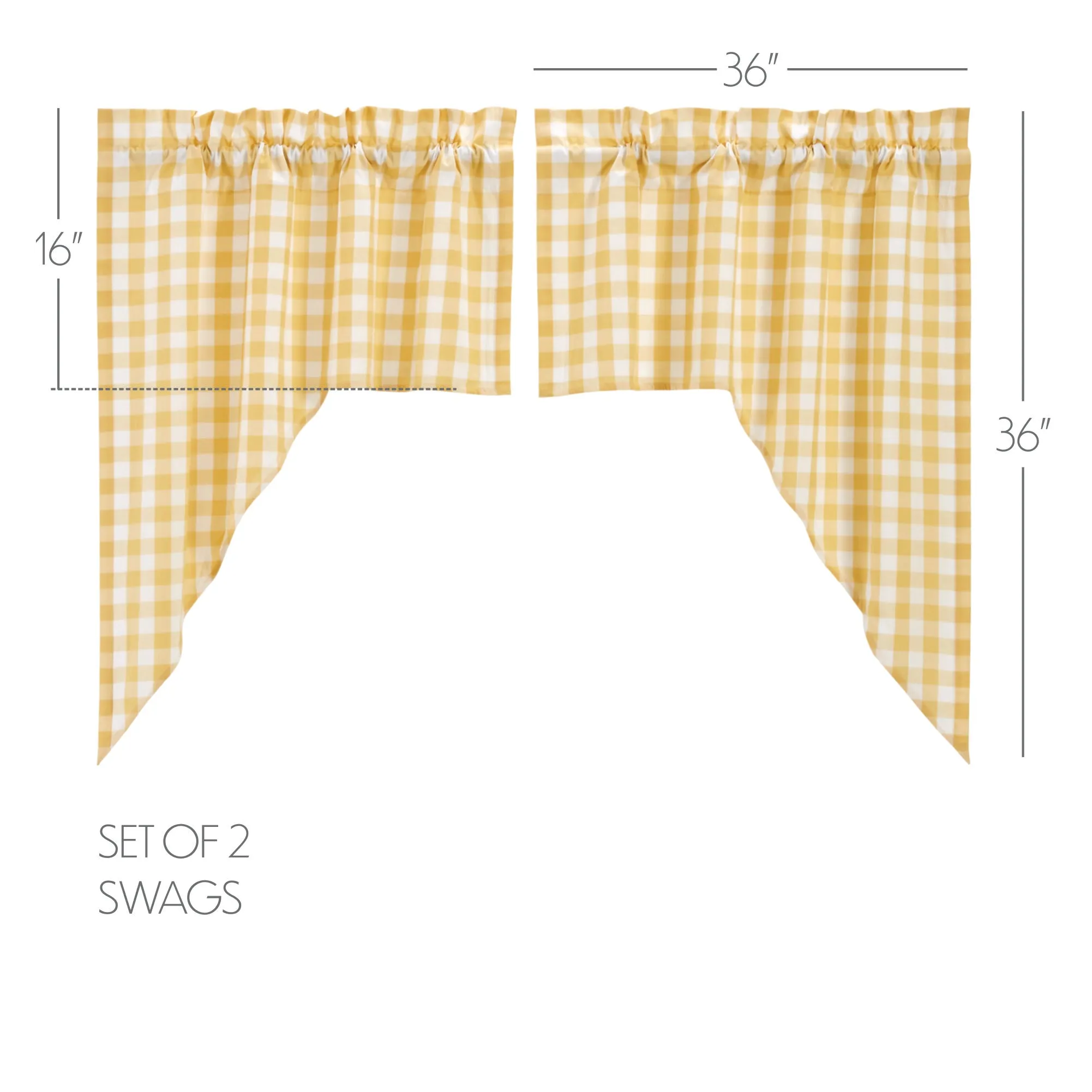 Annie Buffalo Yellow Check Swag Set of 2 36x36x16