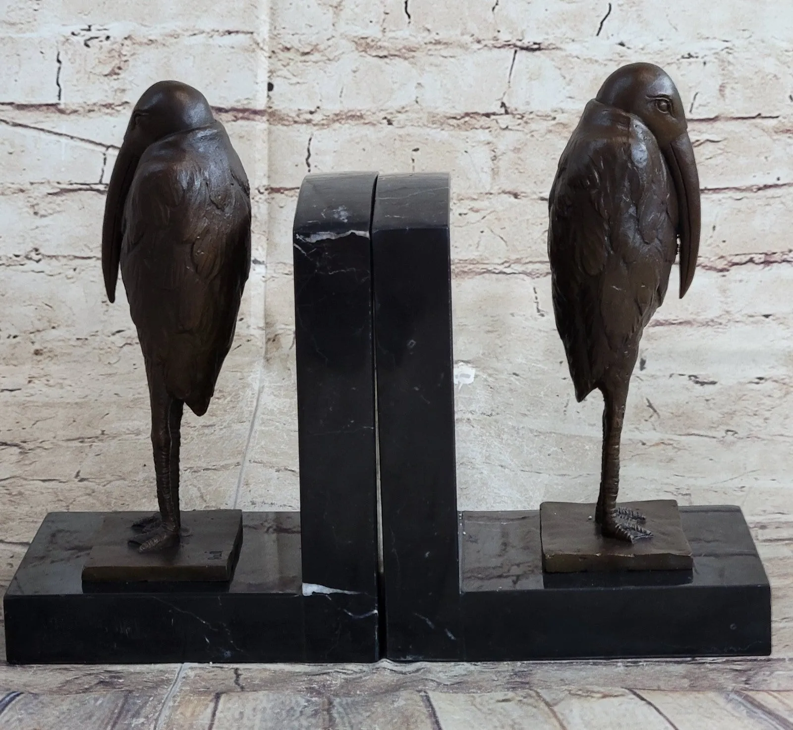 Art Deco Genuine bronze Sitting Birds bookend by Salvador Dali France Decor Gift