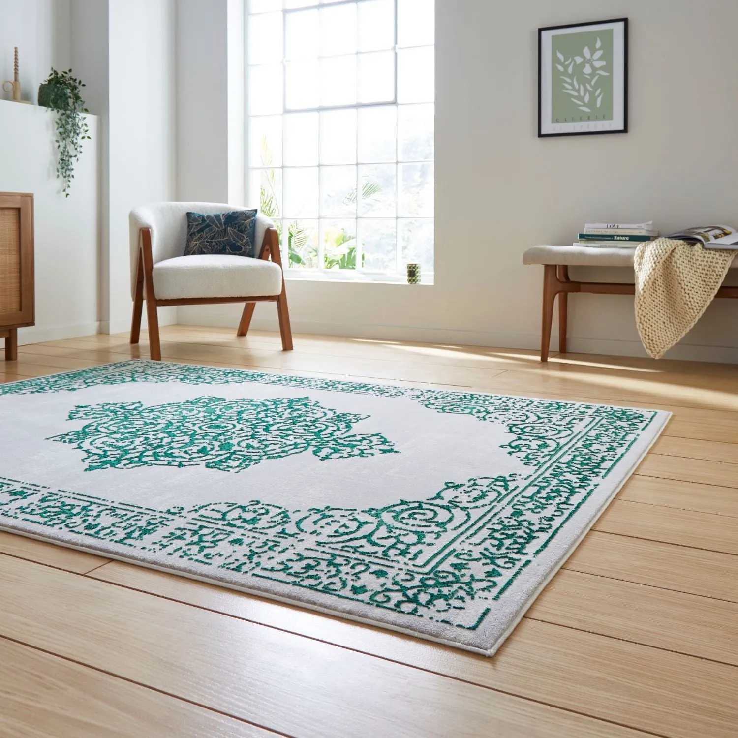 Artemis B9076A Green and Silver Vintage Rug