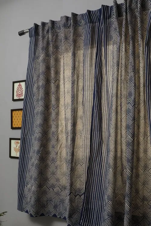 Aster Hand Block Printed Window Curtain