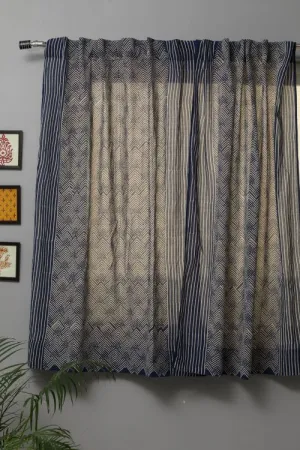 Aster Hand Block Printed Window Curtain