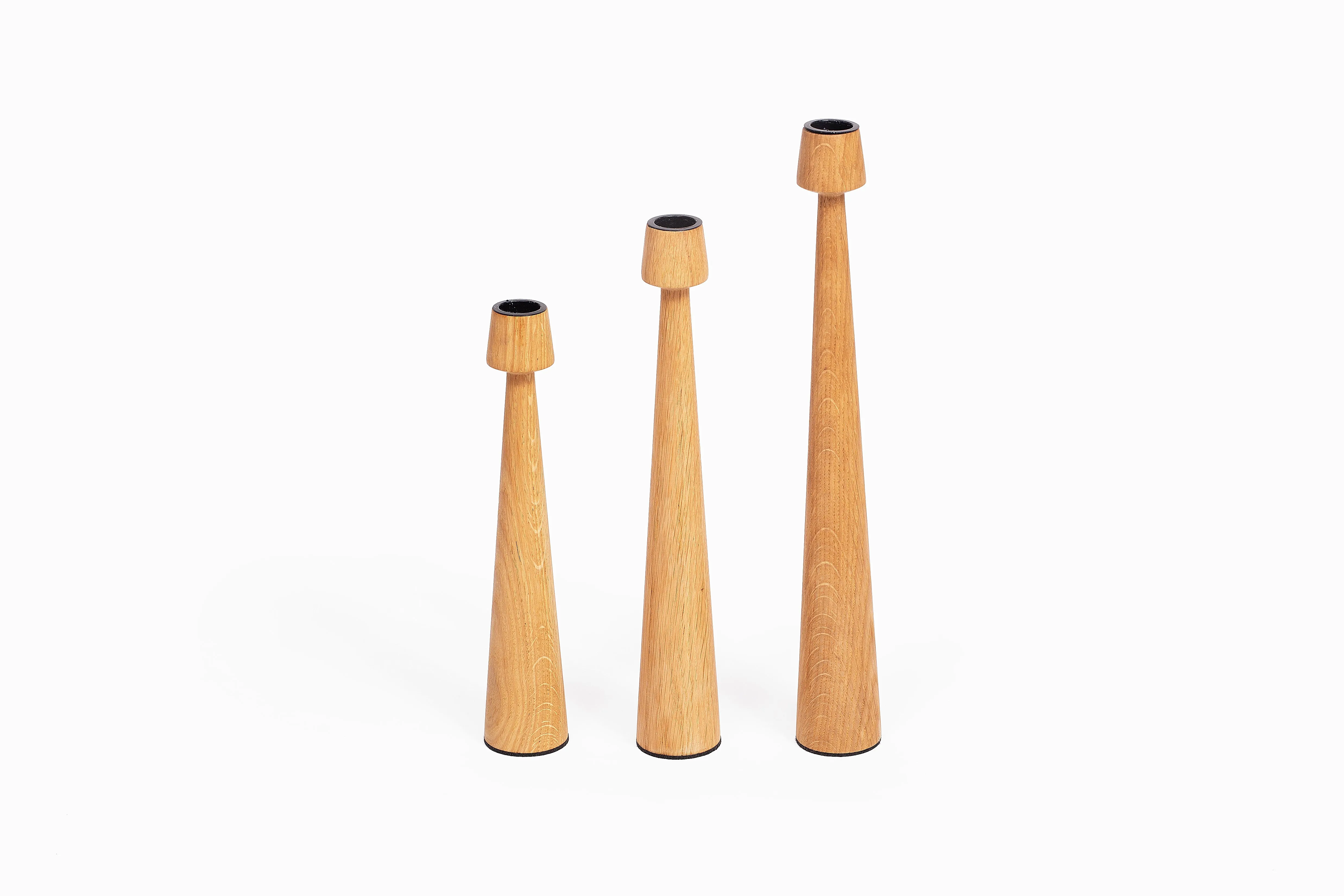 Aukstas Tower Oak Candlesticks (Set of 3)