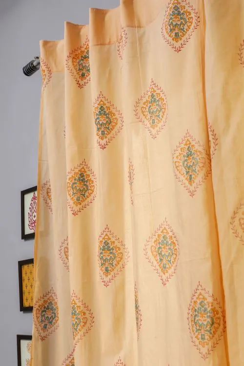 Baileya Red Hand Block Printed Window Curtain