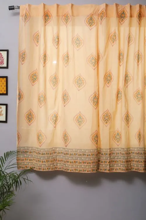 Baileya Red Hand Block Printed Window Curtain