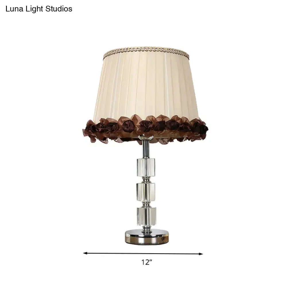 Barrel Night Lamp: Minimalist Clear Crystal Table Light in Beige for Living Room