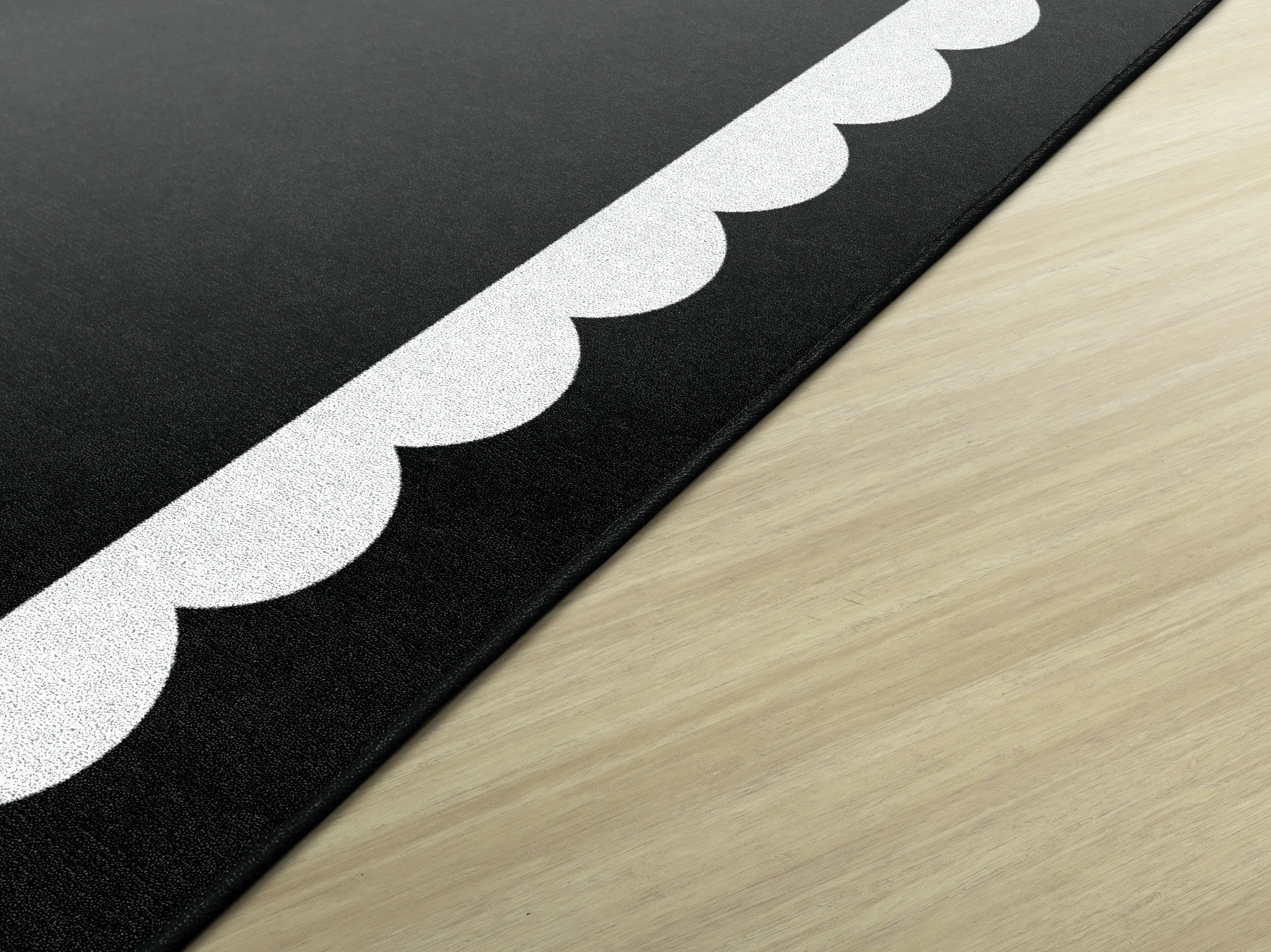 Black & White Scallop on Black | Classroom Rug | Schoolgirl Style