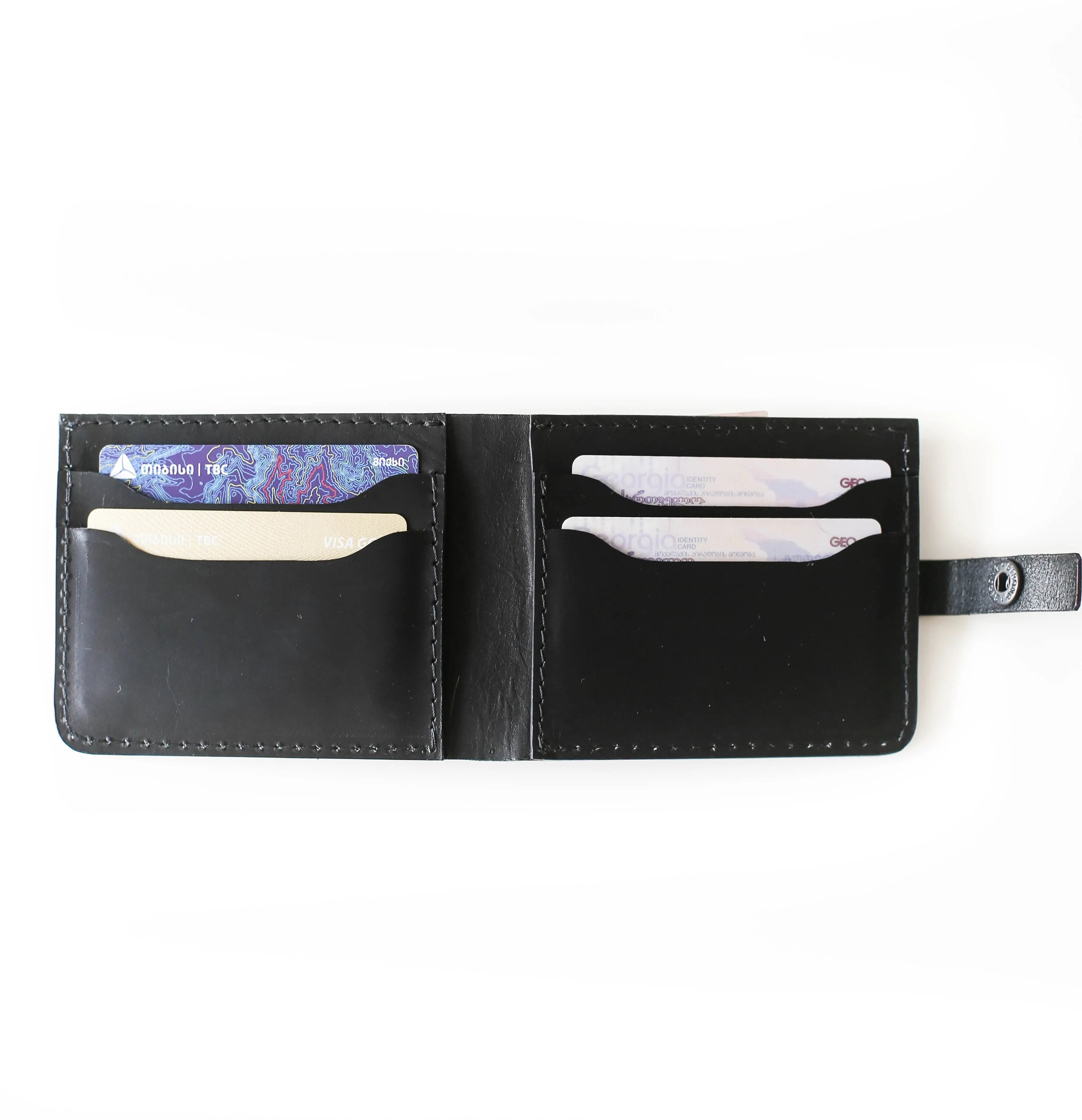 Black Leather Bifold Wallet Men's