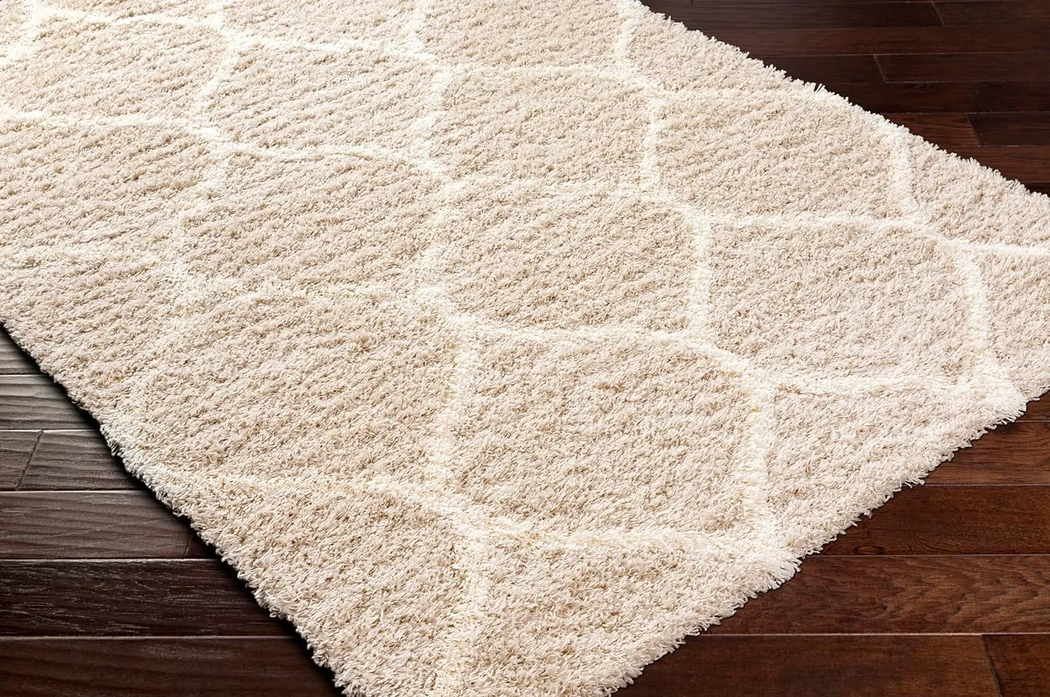 Blockton 5x7 Shag Beige Area Rug Carpet for Living Room Bedroom or Kitchen (5'3" x 7'3")