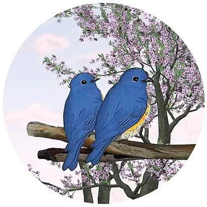 Blue Bird Of Happiness Glass Door Decal  (5.75" x 5.75")