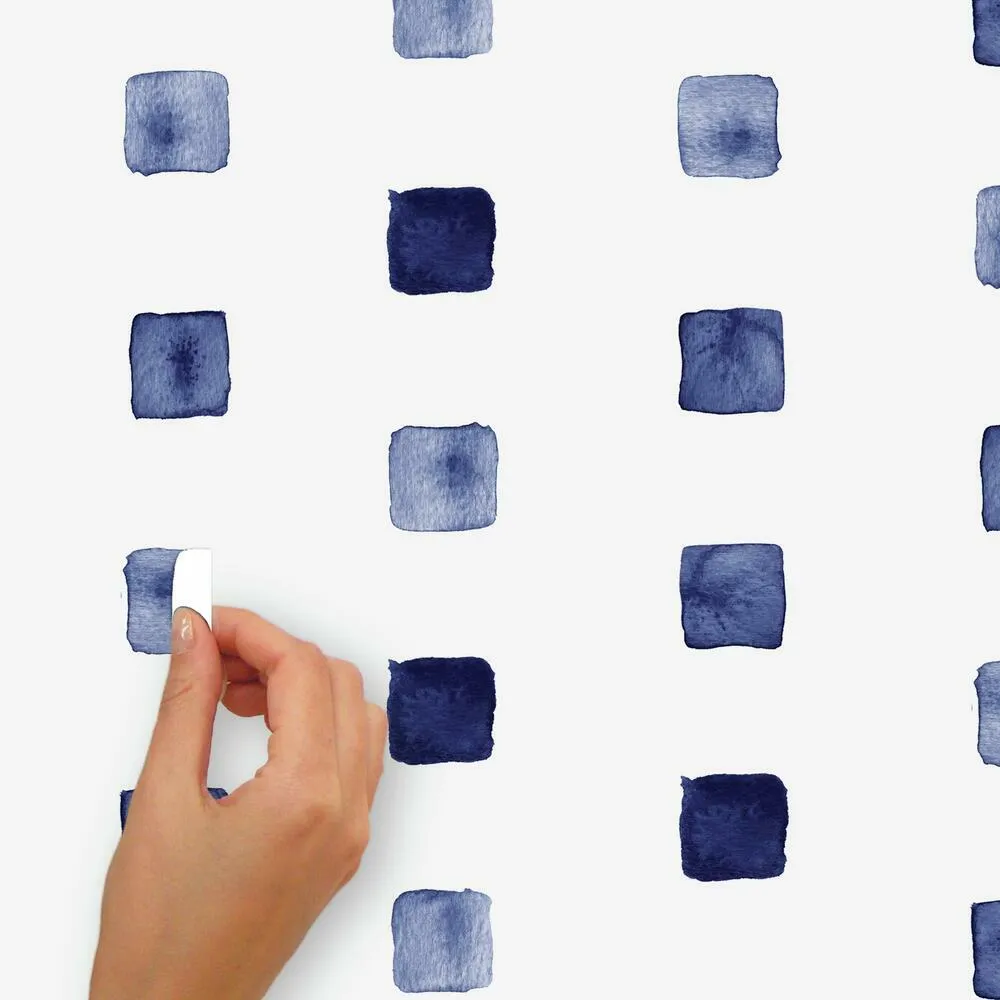 Blue Watercolor Blocks Peel and Stick Wall Decals