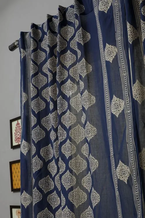 Bluestars Hand Block Printed Window Curtain