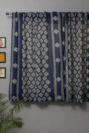 Bluestars Hand Block Printed Window Curtain