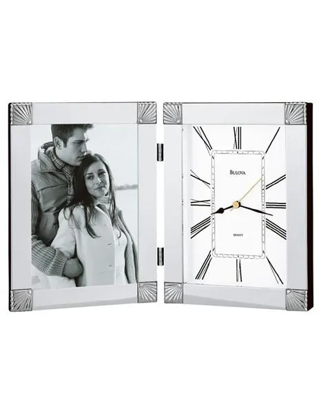 Bulova Ceremonial - Picture Frame Clock - Metal Case with Chrome Finish