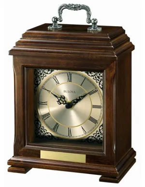 Bulova Document Table Clock - Solid Hardwood - Metal Dial - Engraving Plate