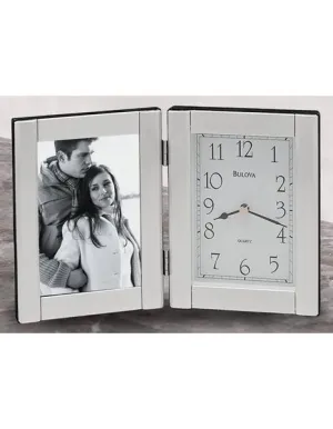 Bulova Forte II - Picture Frame Clock - Brushed Aluminum Case