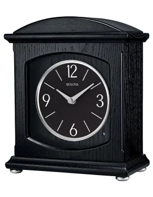 Bulova Glendale Chiming Mantel Clock - Wood Case with Ebony Finish - Dial Light