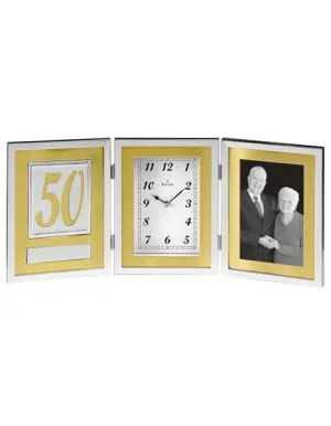 Bulova Medallion - Anniversary Picture Frame Clock - Chrome Finish Case