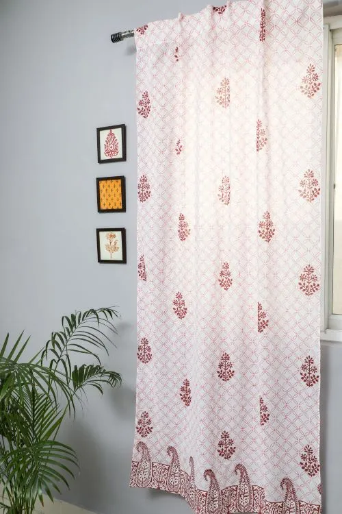 Bunz’S Red Bangles  Hand Block Printed Door Curtain