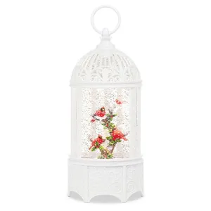 Cardinals in Cage Glitter LED Lantern