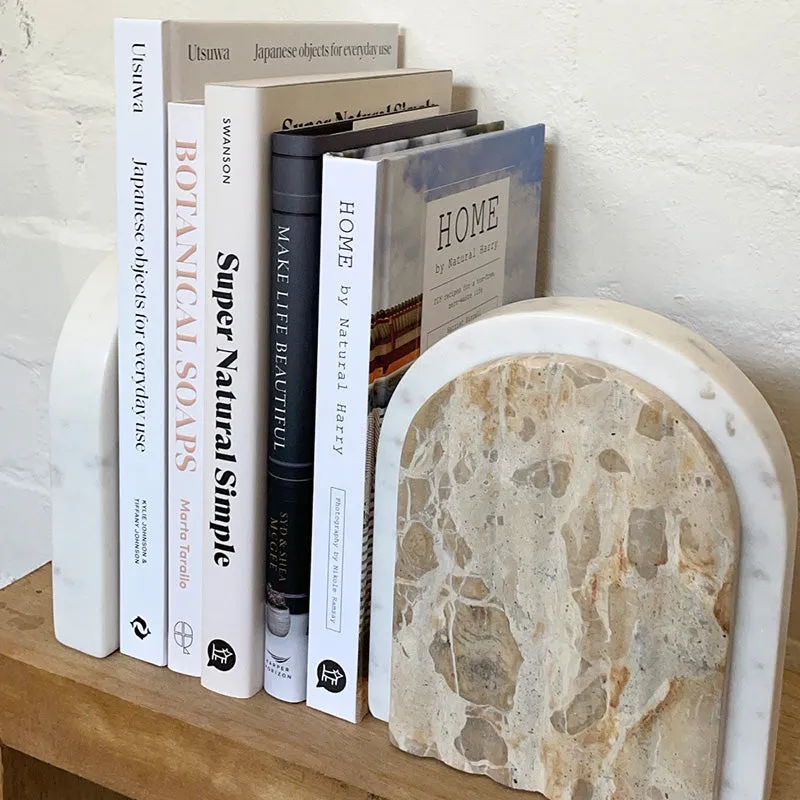 Carprani Bookends Set Of 2 (White   Beige Marble)