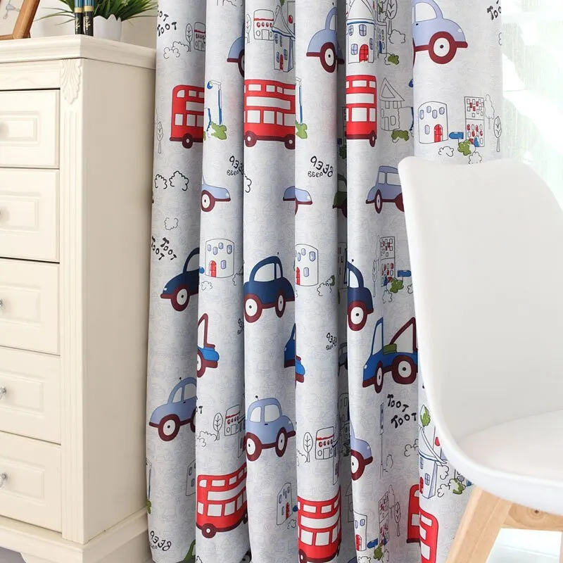 Cartoon Car Sheer Curtains for Kids'