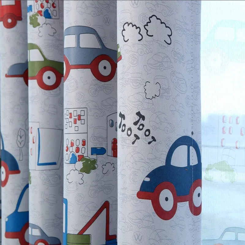 Cartoon Car Sheer Curtains for Kids'