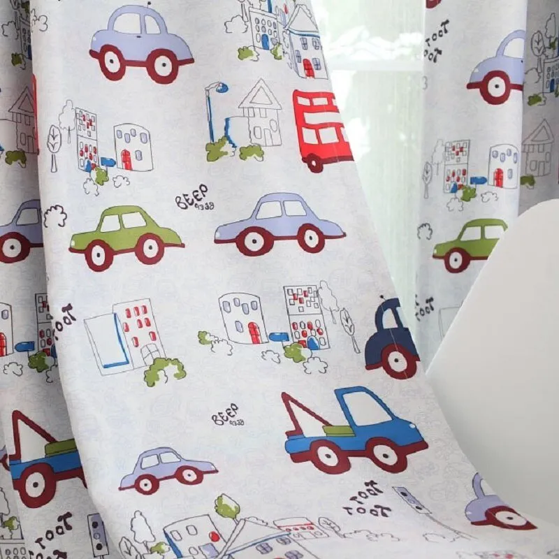 Cartoon Car Sheer Curtains for Kids'