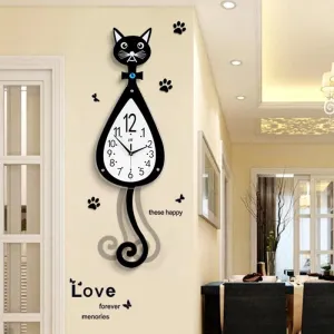 Cat Wooden Wall Clock