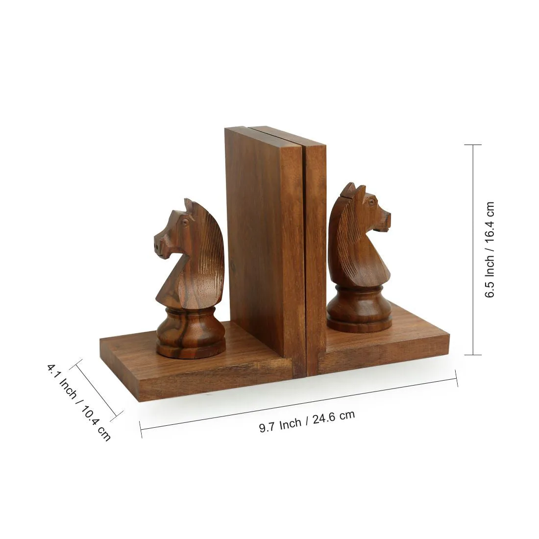 'Chess Horse' Hand Carved Sheesham Wood Bookend