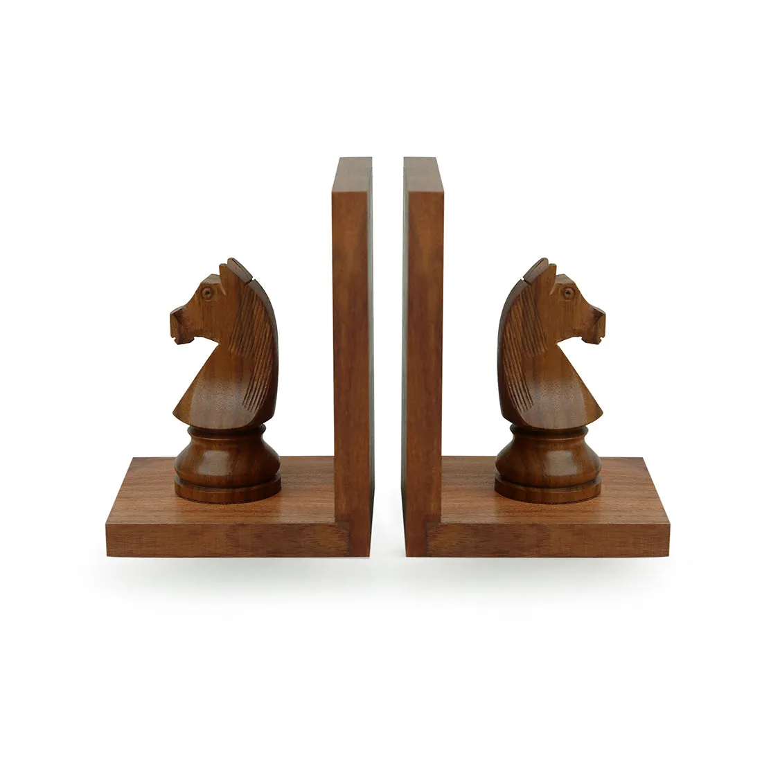 'Chess Horse' Hand Carved Sheesham Wood Bookend