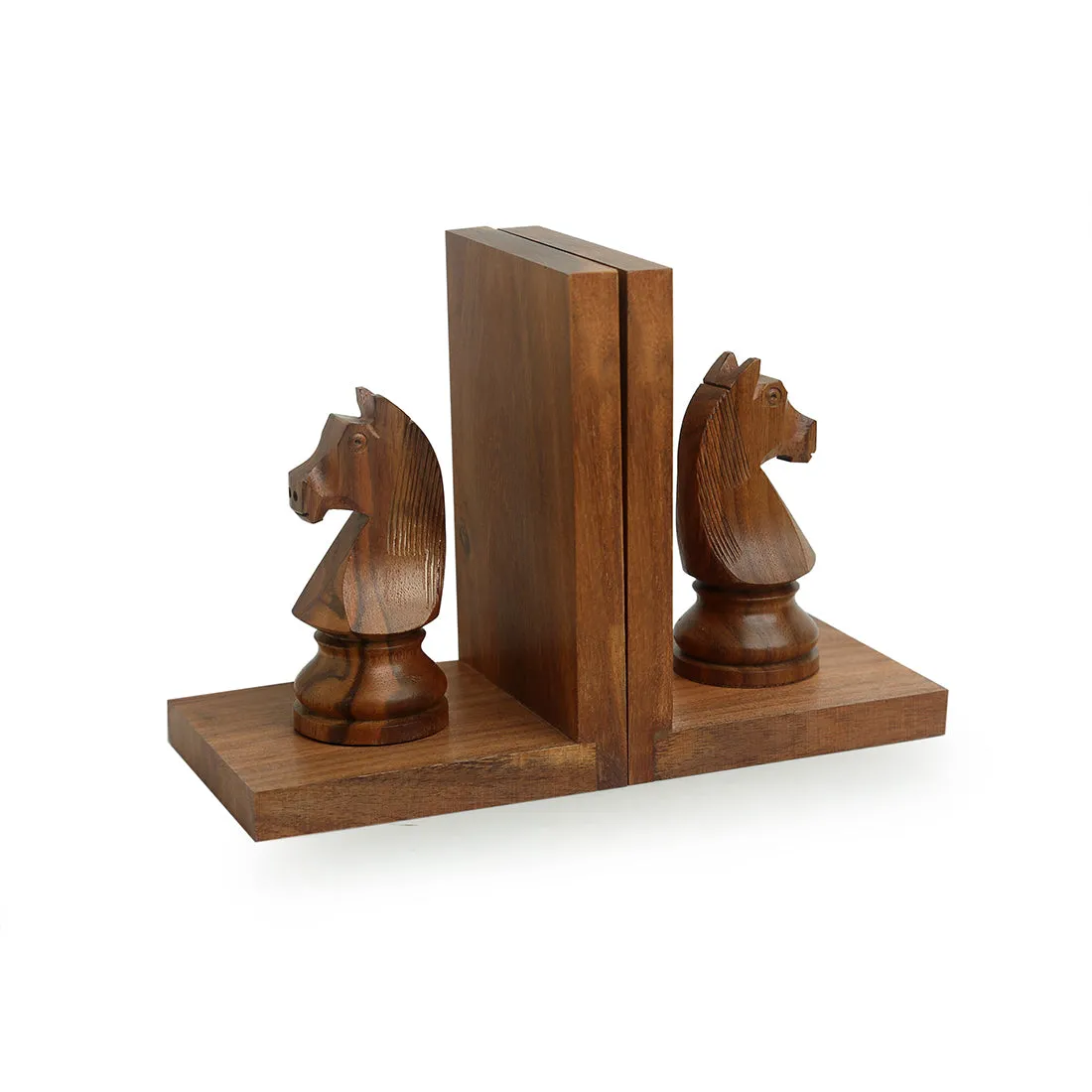 'Chess Horse' Hand Carved Sheesham Wood Bookend