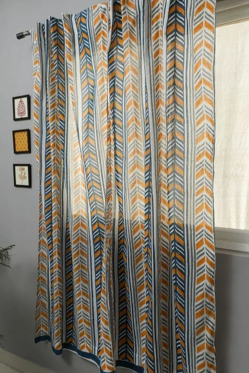 Cheveron Anchor Hand Block Printed Door Curtain