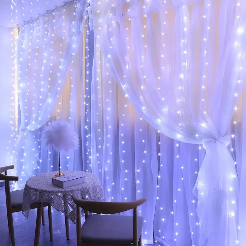 Christmas Lights Curtain Garland