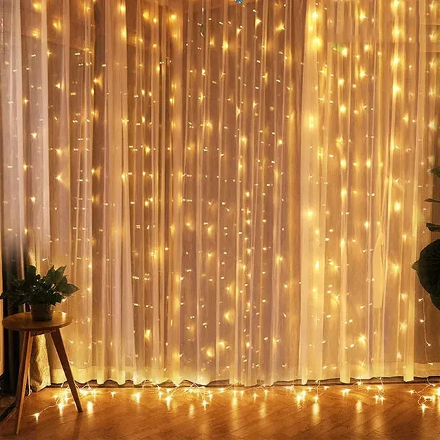 Christmas Lights Curtain Garland