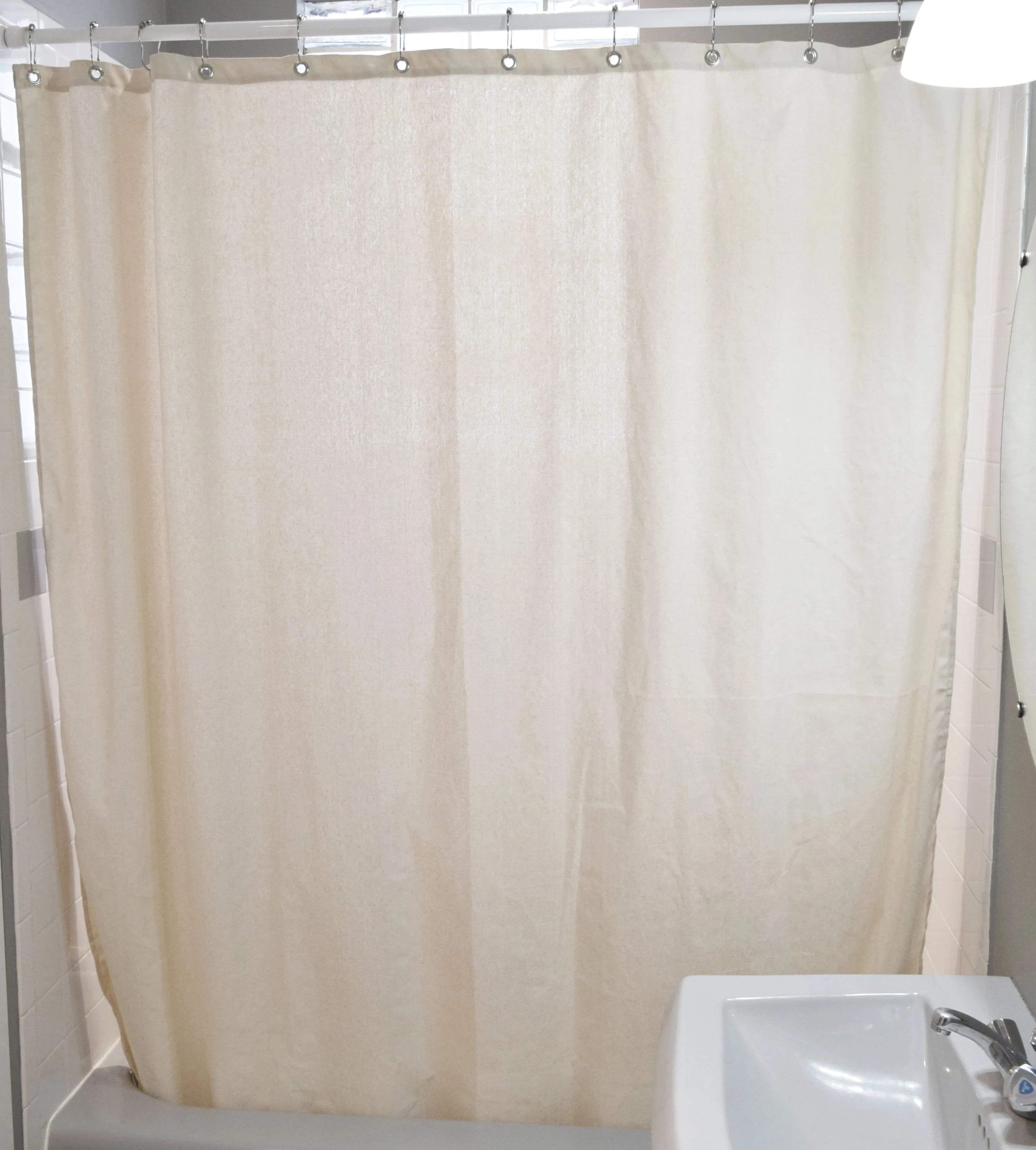 Cotton Shower Curtain – White or Natural, Bath, Tub   Stall Sizes