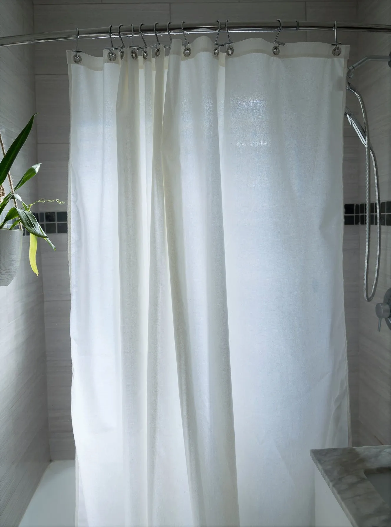 Cotton Shower Curtain – White or Natural, Bath, Tub   Stall Sizes