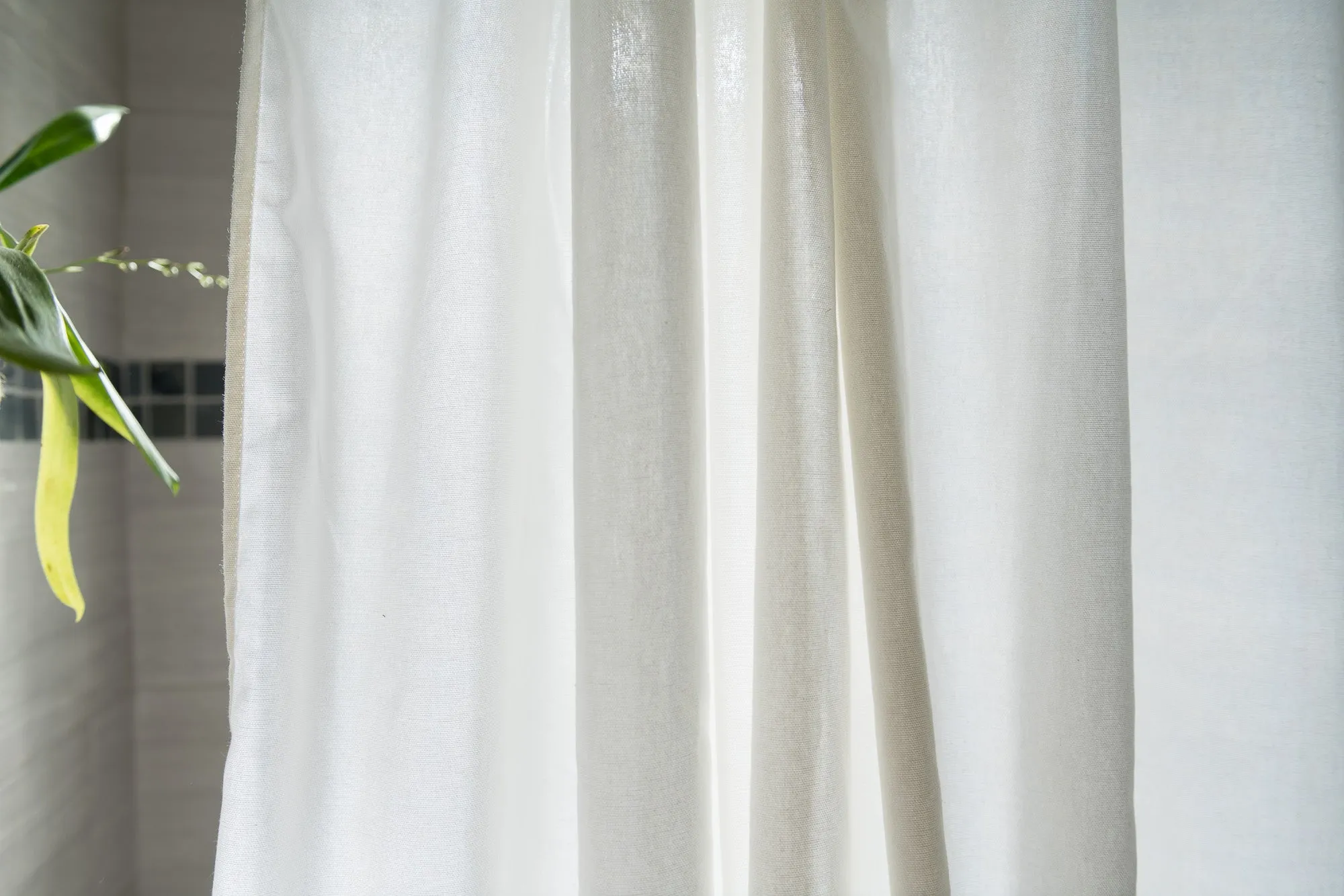 Cotton Shower Curtain – White or Natural, Bath, Tub   Stall Sizes