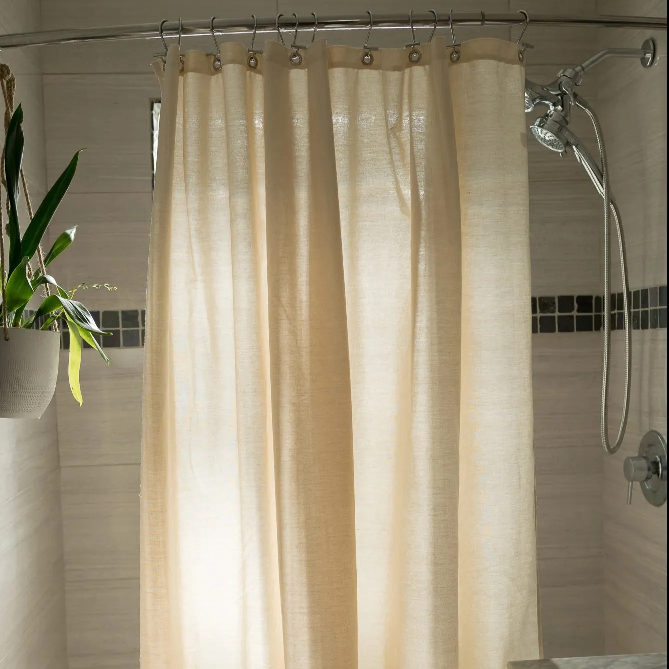 Cotton Shower Curtain – White or Natural, Bath, Tub   Stall Sizes