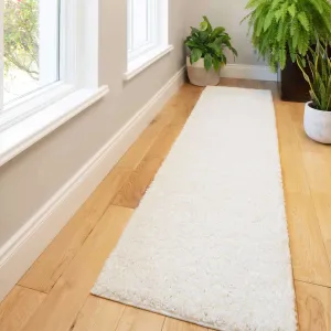 Cream Shaggy Runner Rug