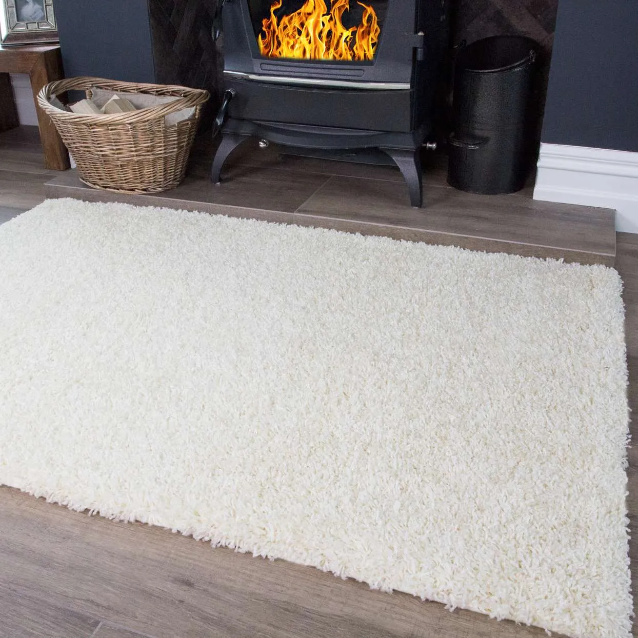 Cream Shaggy Runner Rug