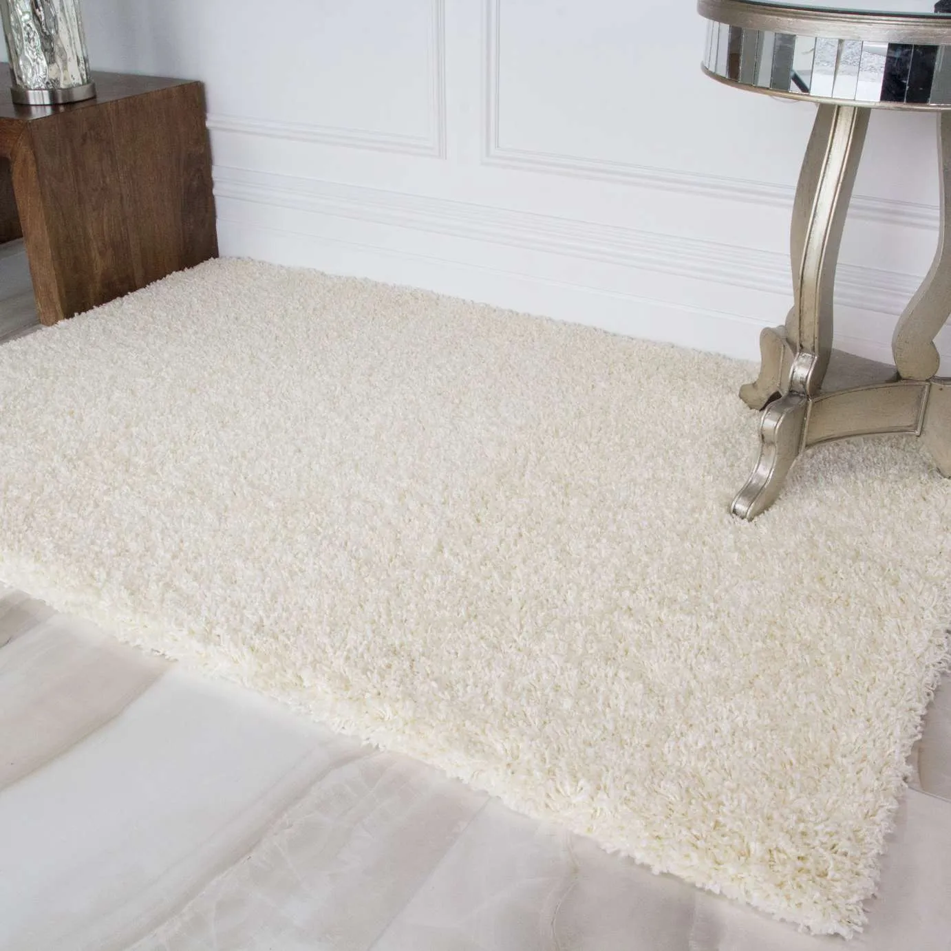 Cream Shaggy Runner Rug