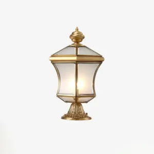 Curved Bronze Lantern Post Light with Minimalistic Design, 3-Bulb Frosted Glass – Ideal for Landscape Lighting