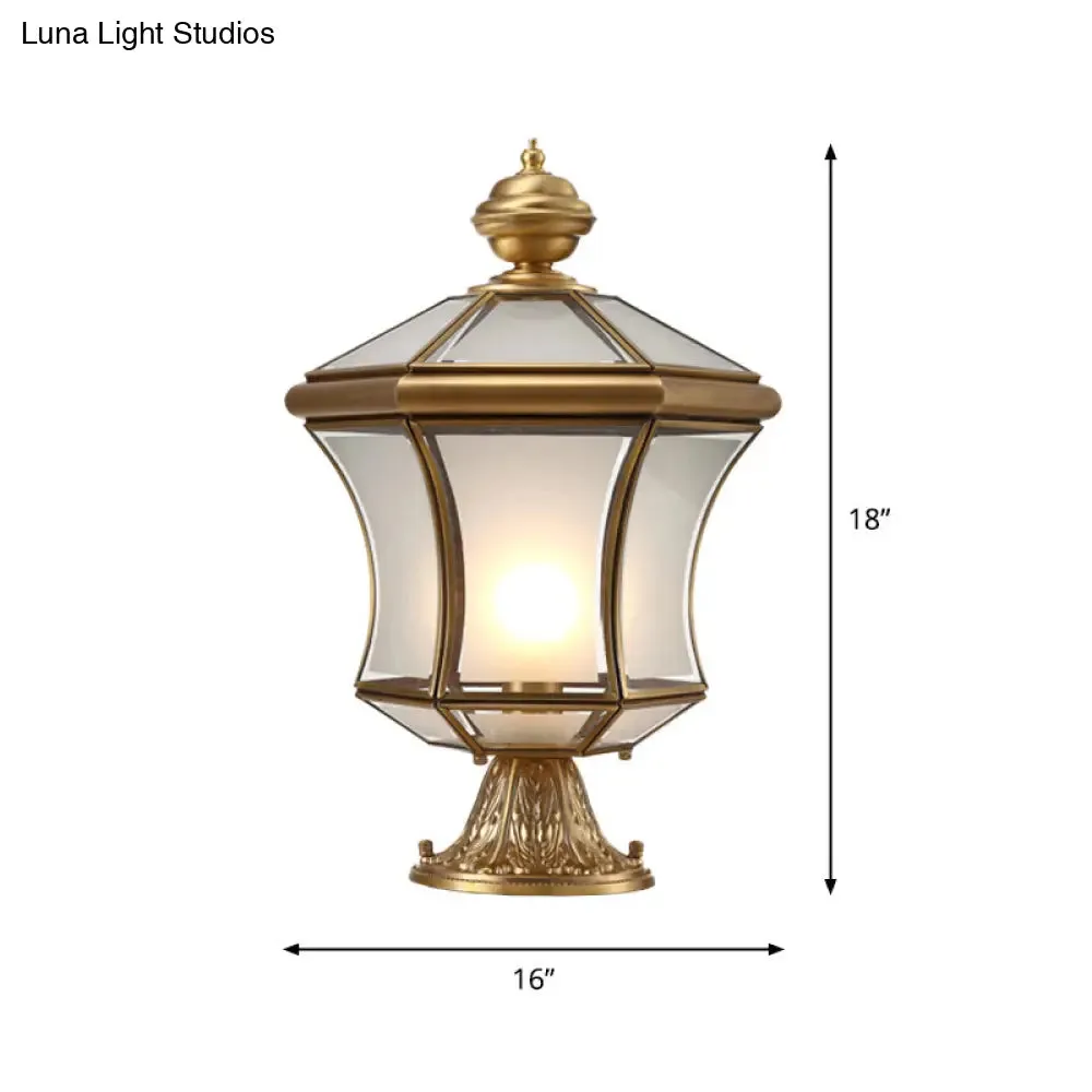 Curved Bronze Lantern Post Light with Minimalistic Design, 3-Bulb Frosted Glass – Ideal for Landscape Lighting