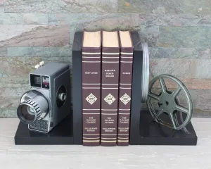 DeJUR Electra 999 Vintage Camera Bookends, DVD Holder, movie room & home theater decoration